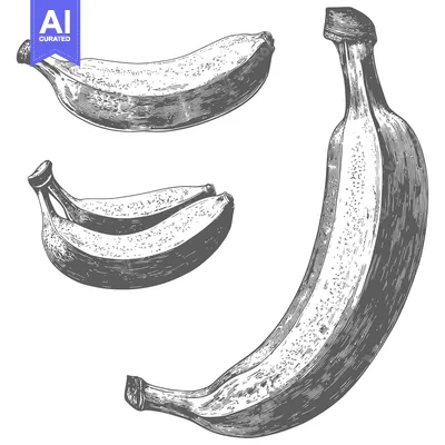 Popular premium asset: Hand-drawn black and white illustration of bananas