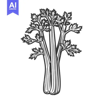 Aset premium populer: Hand-Drawn Black and White Illustration of Celery