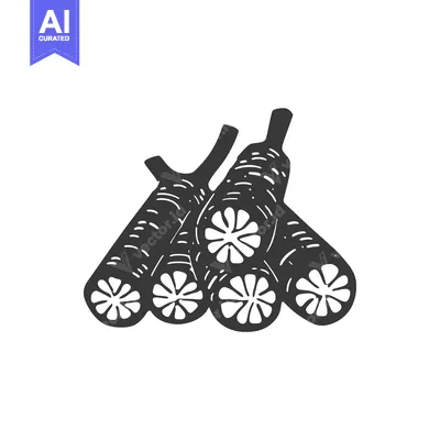 Aset desain premium: Hand-drawn black and white illustration of licorice root