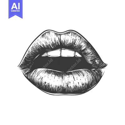 Popular premium asset: Hand-Drawn Black and White Illustration of Open Lips