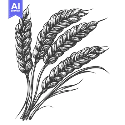 Aset premium populer: Hand-Drawn Black and White Illustration of Wheat Ears