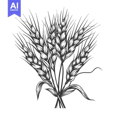Aset premium populer: Hand-Drawn Black and White Illustration of Wheat Stalks