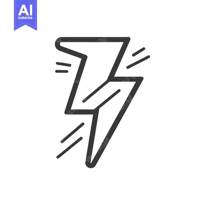 Premium design asset: Hand-Drawn Black and White Lightning Bolt Icon