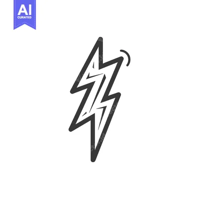 Premium design asset: Hand-drawn black and white lightning bolt icon