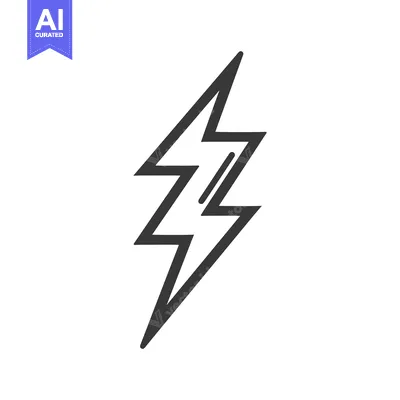 Aset desain premium: Hand-drawn Black and White Lightning Bolt Icon