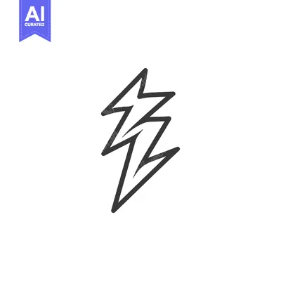 Aset desain premium: Hand-drawn black and white lightning bolt icon