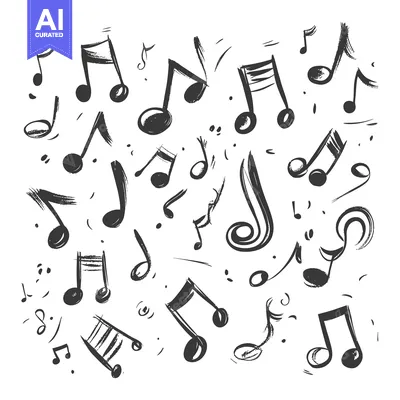 Popular premium asset: Hand-Drawn Black and White Musical Notes Scattered on White Background