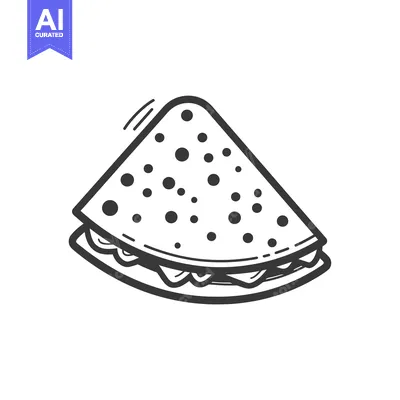 Aset desain premium: Hand-Drawn Black and White Outline of a Quesadilla