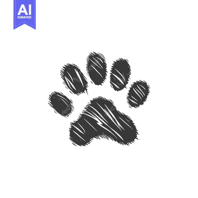 Premium design asset: Hand-Drawn Black and White Paw Print Illustration