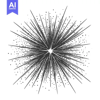 Aset premium populer: Hand-drawn black and white radial burst with speckles