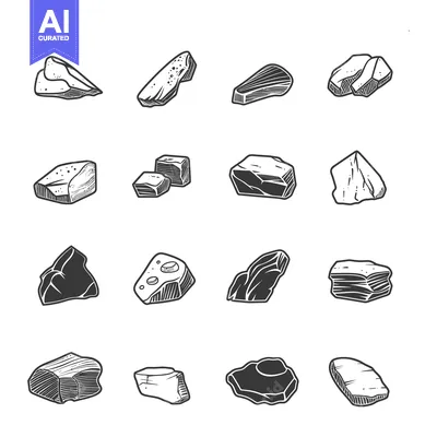 Aset premium populer: Hand-Drawn Black and White Rock Illustrations