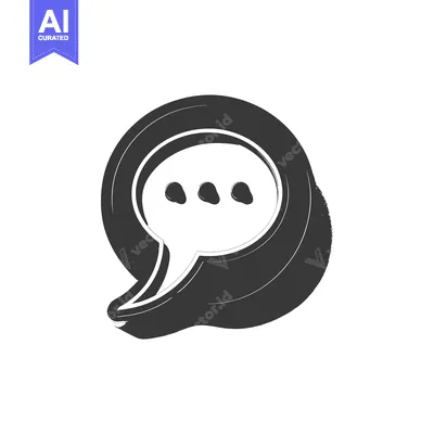 Aset desain premium: Hand-Drawn Black and White Speech Bubble Icon
