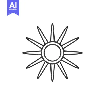 Premium design asset: Hand-Drawn Black and White Sun with Rays