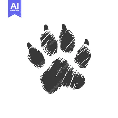 Aset desain premium: Hand-Drawn Black Paw Print on White Background