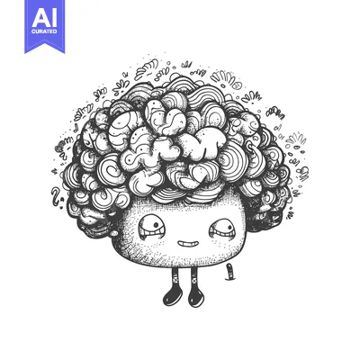 Aset premium populer: Hand-Drawn Cartoon Character with Whimsical Hair