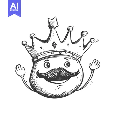 Premium design asset: Hand-drawn cartoon illustration of a round character with a crown and