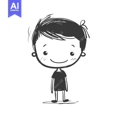 Aset premium populer: Hand-drawn cartoon illustration of a smiling boy