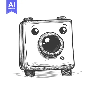 Aset premium populer: Hand-drawn Cartoon Illustration of a Surprised Camera with Large Eyes