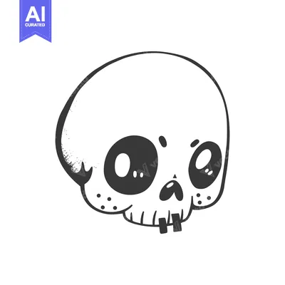 Aset premium populer: Hand-Drawn Cartoon Skull with Big Eyes