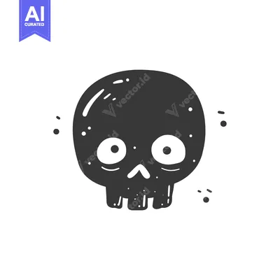 Aset premium populer: Hand-drawn Cartoon Skull with Big Eyes