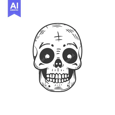 Aset premium populer: Hand-Drawn Cartoon Skull with Big Eyes and Open Mouth