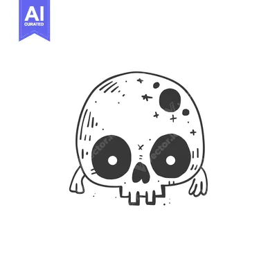 Premium design asset: Hand-drawn Cartoon Skull with Big Eyes and Small Arms
