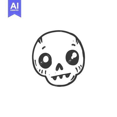 Popular premium asset: Hand-drawn cartoon skull with big eyes and teeth