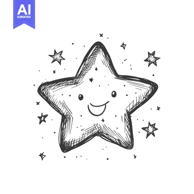 Popular premium asset: Hand-Drawn Cartoon Smiling Star Surrounded by Smaller Stars