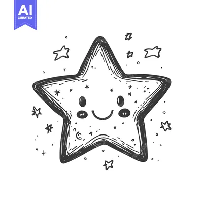 Popular premium asset: Hand-Drawn Cartoon Star with Smiling Face and Surrounding Stars