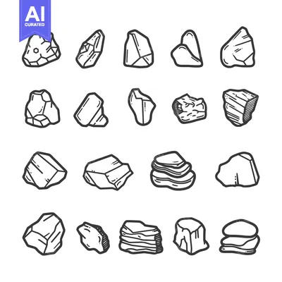 Aset desain premium: Hand Drawn Collection of 20 Rock Shapes