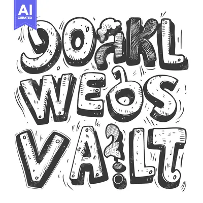 Aset desain premium: Hand-Drawn Doodle Alphabet Letters in Bold 3D Style