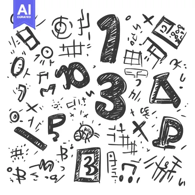 Popular premium asset: Hand-drawn doodle art with numbers, symbols and abstract shapes