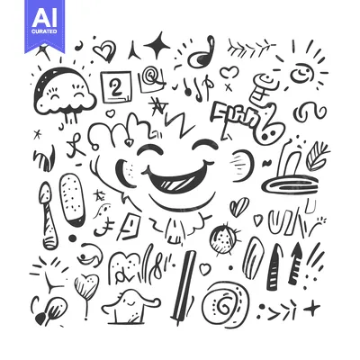 Popular premium asset: Hand-drawn Doodle Art with Smiling Faces and Abstract Shapes