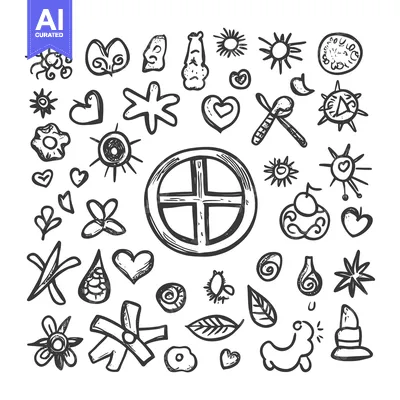 Premium design asset: Hand-Drawn Doodle Collection of Abstract Shapes and Symbols