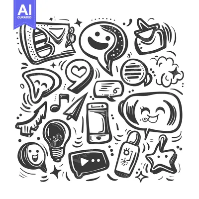 Aset premium populer: Hand-Drawn Doodle Collection of Emojis, Symbols, and Icons