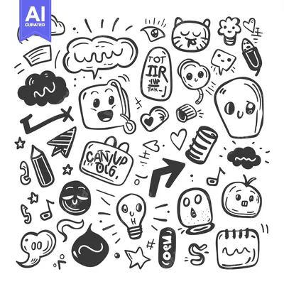 Premium design asset: Hand-drawn Doodle Collection of Quirky Characters, Objects, and Symbol