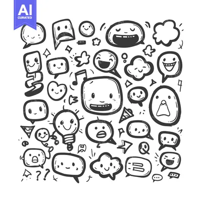 Popular premium asset: Hand-drawn doodle collection of speech bubbles with various expression