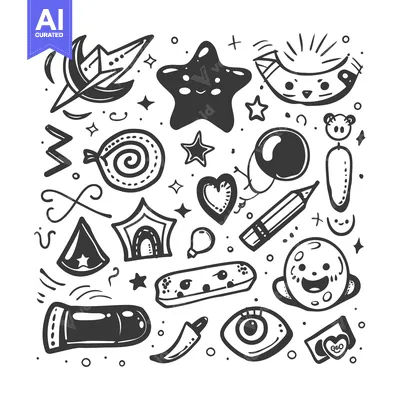 Popular premium asset: Hand-Drawn Doodle Collection of Whimsical and Abstract Shapes