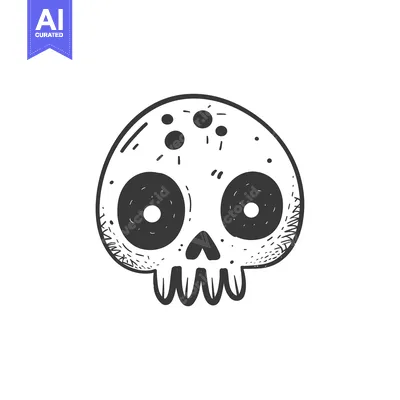 Premium design asset: Hand-drawn doodle illustration of a cartoon skull