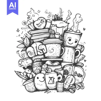 Popular premium asset: Hand-Drawn Doodle Illustration of Cups and Coffee Beans