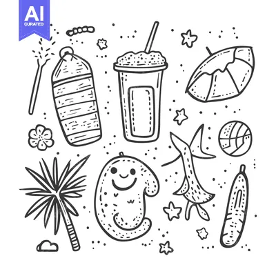Popular premium asset: Hand-drawn Doodle Illustration of Summer Beach Vacation Essentials