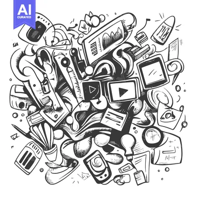 Popular premium asset: Hand-Drawn Doodle Illustration of Technology and Media Devices