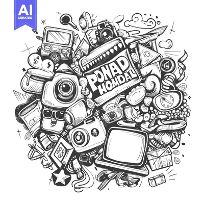 Premium design asset: Hand-Drawn Doodle Illustration of Various Cameras, Gadgets, and Object