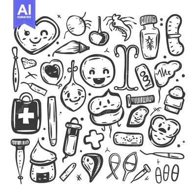 Popular premium asset: Hand-drawn Doodle Illustration of Various Medical and Healthcare Symbo