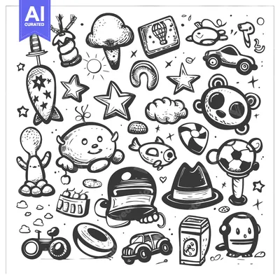 Popular premium asset: Hand-Drawn Doodle Illustration of Various Objects and Characters