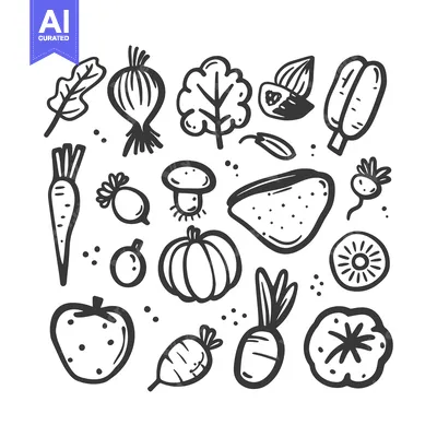 Aset premium populer: Hand-Drawn Doodle Illustration of Various Vegetables and Fruits