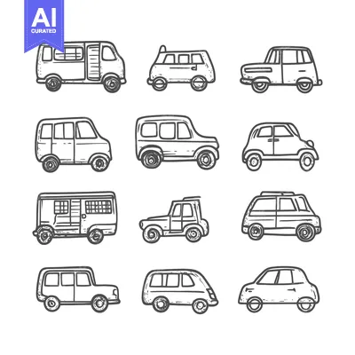 Popular premium asset: Hand-drawn doodle illustrations of various car types