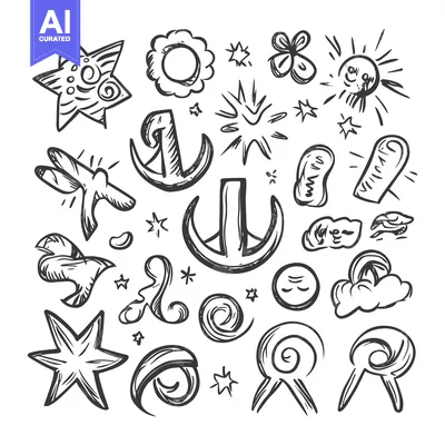 Popular premium asset: Hand-drawn doodle illustrations of various shapes and symbols