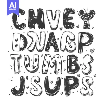 Popular premium asset: Hand-drawn Doodle Letters with Hearts and a Raccoon Character