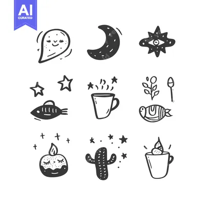 Popular premium asset: Hand-Drawn Doodle Set of Whimsical Objects and Creatures